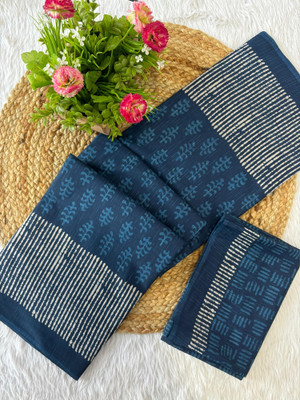 A To Z Cart Printed Chanderi Pure Cotton Saree(Multicolor)