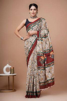 Tetarwal Printed Daily Wear Pure Cotton Saree(Beige)