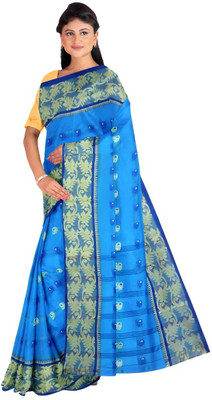 HARE KRISHNA ENTERPRISE Solid/Plain Handloom Pure Cotton Saree(Light Blue)