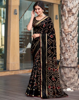 Sanskar Printed Bollywood Cotton Blend Saree(Black)