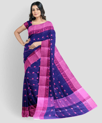 Aishani tant saree ghar Printed Tant Pure Cotton Saree(Orange)
