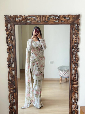 yourwish Printed Bollywood Georgette Saree(Multicolor)