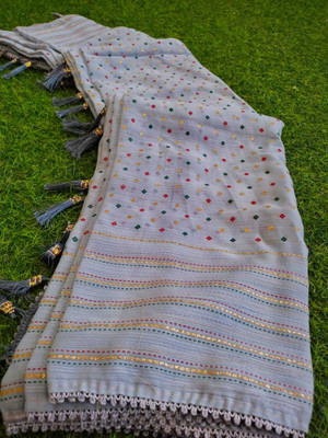 vdc Printed Bollywood Chiffon Saree(Grey)