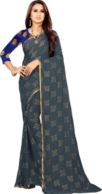 RHEY Printed Bollywood Chiffon Saree(Grey)