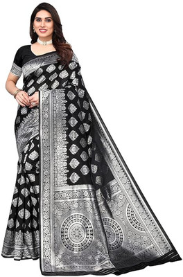 A To Z Cart Embellished Banarasi Jacquard Saree(Black)