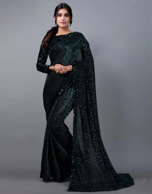 SwiftStyle Printed Bollywood Lycra Blend Saree(Green)