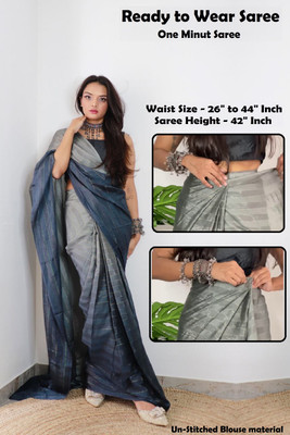 Riddhi textile Hub Striped Mysore Chiffon Saree(Grey)