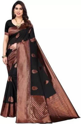 sarisa Woven, Self Design, Embellished Banarasi Art Silk, Jacquard Saree(Black)