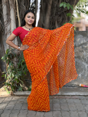 sarikafab Self Design Bollywood Georgette Saree(Orange)
