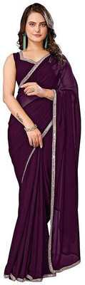 ROOP SUNDARI SAREES Solid/Plain Daily Wear Georgette Saree(Purple)