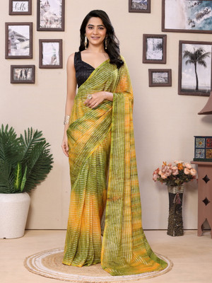 GOLDOLL FAB Digital Print Bollywood Georgette Saree(Yellow)