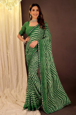 Saadhvi Printed Bollywood Georgette Saree(Green)