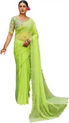 mahalaxmi fab Solid/Plain Bollywood Georgette Saree(Light Green)