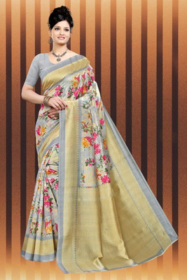 Gugaliya Geometric Print Bollywood Cotton Blend, Art Silk Saree(Multicolor)