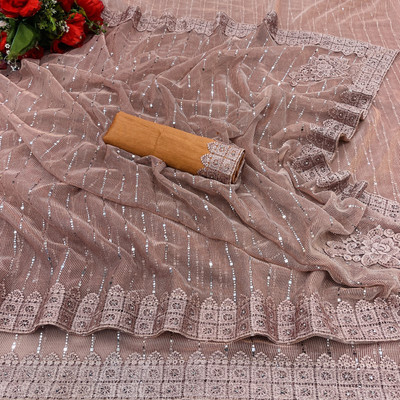 HouseOfCommon Digital Print Daily Wear Lycra Blend Saree(Beige)