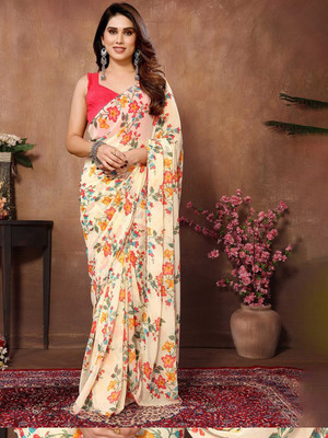 Vimalnath Synthetics Printed Daily Wear Georgette Saree(Multicolor)