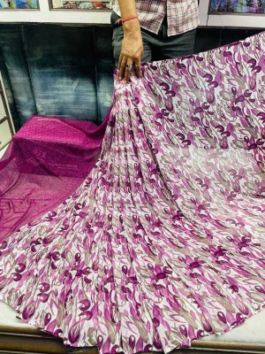 sitafal Printed Bollywood Net Saree(Magenta)