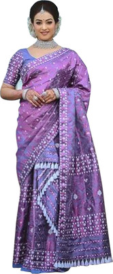 VM Selling Hub Self Design Mekhela Chador Pure Silk Saree(Purple)