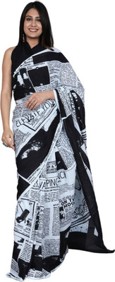 Sanganeri Print Printed Daily Wear Pure Cotton Saree(White)