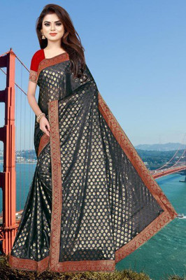 PMW Self Design Banarasi Pure Silk Saree(Multicolor)