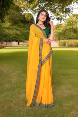 Kasumbo Tex Self Design Kanjivaram Georgette Saree(Yellow)