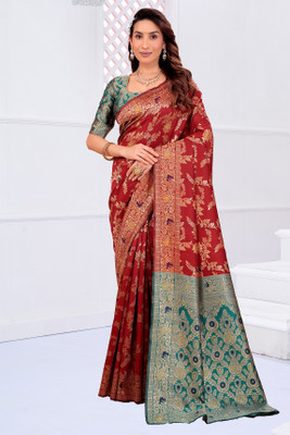 Suntex Woven Banarasi Pure Silk Saree(Maroon)