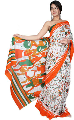 Jaipuri Print Printed Daily Wear Pure Cotton Saree(Multicolor)