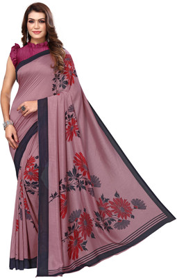 Madhur milan Floral Print Daily Wear Art Silk Saree(Magenta)