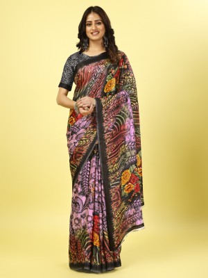 Leelavati Printed Daily Wear Crepe Saree(Multicolor)