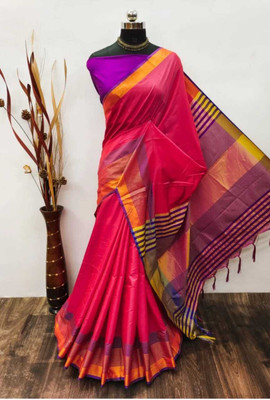 Jyanshu Creation Self Design Dharmavaram Cotton Silk Saree(Pink)