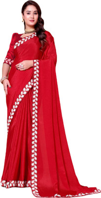 jayant creation Embroidered, Solid/Plain Bollywood Georgette Saree(Red)