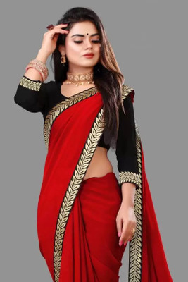 MAA TEXTILES Embellished Daily Wear Georgette Saree(Red)