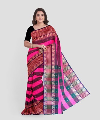 Ganesh plastic and industry Woven Tant Pure Cotton Saree(Pink)