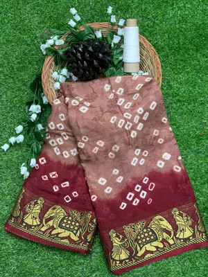 AK Fashion Self Design Bandhani Chiffon Saree(Brown)