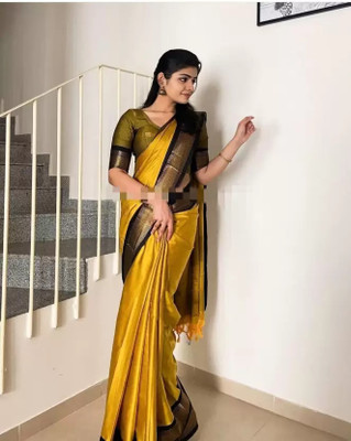 Shruti Bandhani Woven Kanjivaram Cotton Silk Saree(Multicolor)