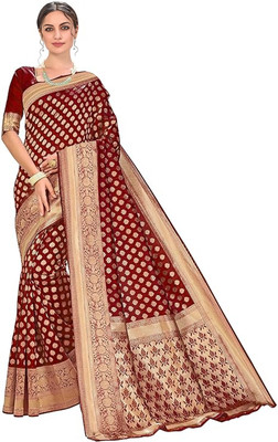 Julee Printed Banarasi Jacquard Saree(Maroon)