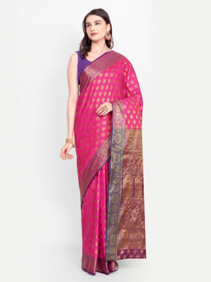 jayant creation Embroidered Daily Wear Silk Blend Saree(Pink)