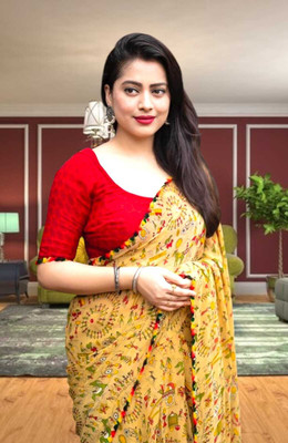 SIFAH FASHION Self Design Bollywood Georgette Saree(Beige)