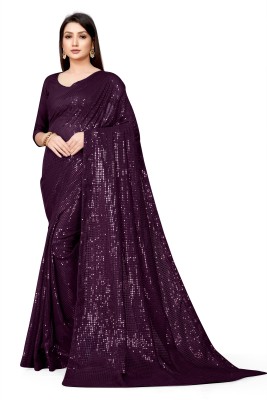 Clemira Embellished Bollywood Georgette Saree(Purple)