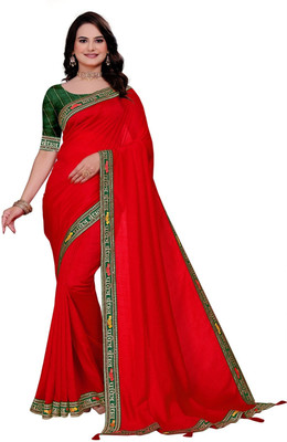 WavySnugsy Printed Assam Silk Pure Silk Saree(Red)