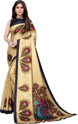 Nirvaan Printed Mysore Art Silk Saree(Multicolor)