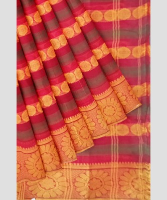 PRANATI ENTERPRISE Printed, Woven Tant Cotton Linen Saree(Green, Gold)