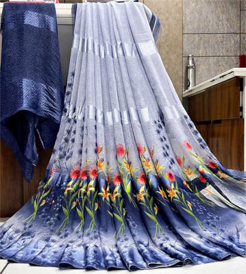 MM VENTURE Floral Print Daily Wear Georgette Saree(Blue)