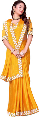jayant creation Solid/Plain Bollywood Georgette Saree(Yellow)
