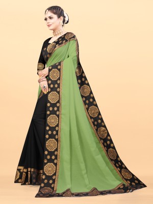 Snija Fashion Printed Bhagalpuri Chiffon Saree(Green)