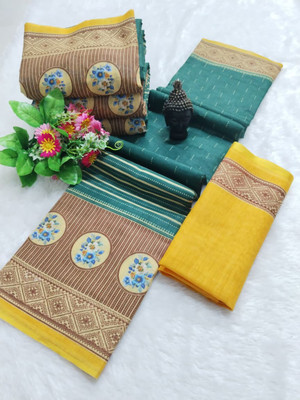 Gajal Woven Daily Wear Cotton Linen, Pure Cotton Saree(Green)