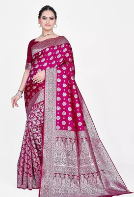 SHREE SANT SAREES Printed Banarasi Art Silk Saree(Purple)