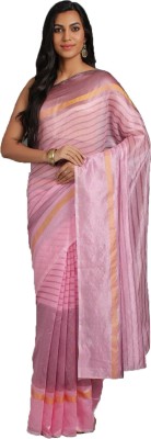 Suntex Striped Bollywood Art Silk Saree(Pink)