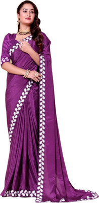 jayant creation Embroidered, Solid/Plain Bollywood Georgette Saree(Purple)