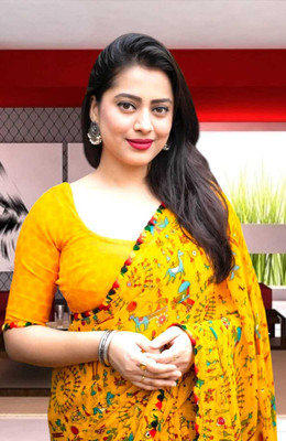 AVTC Self Design Bollywood Georgette Saree(Yellow)